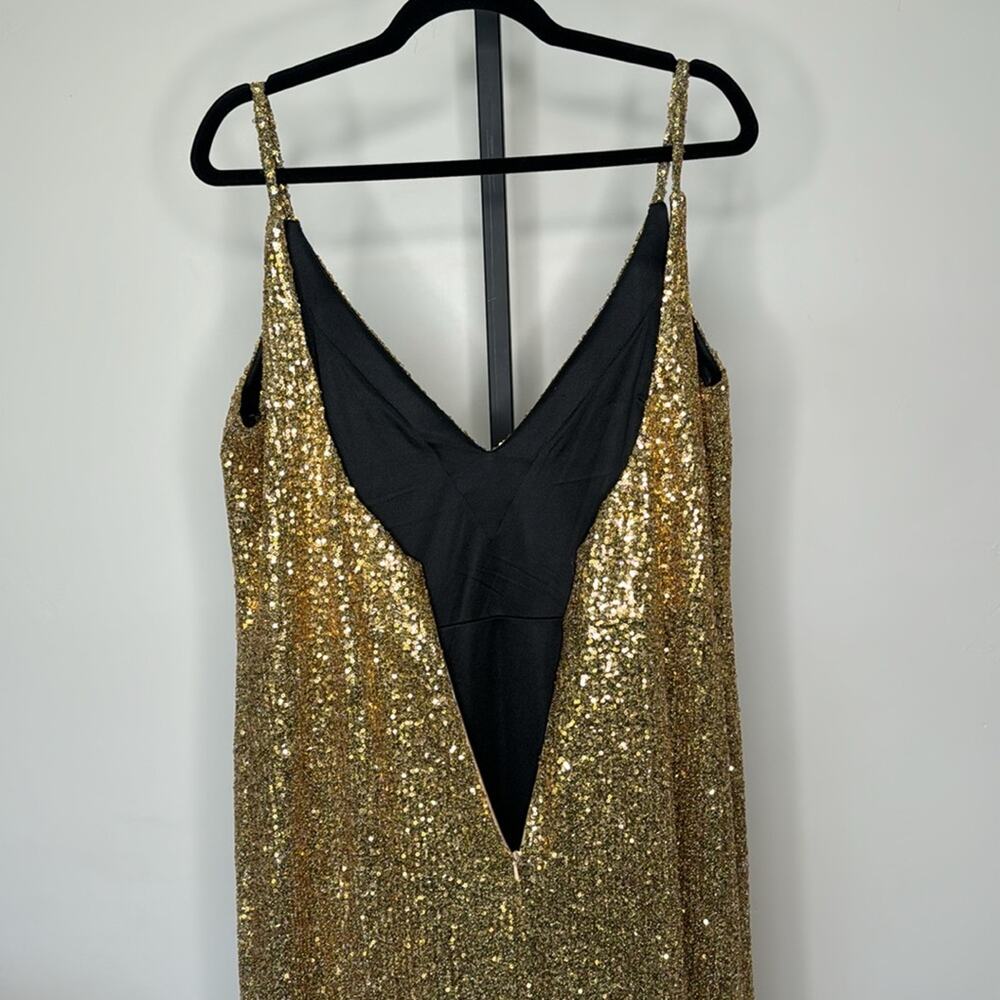 Mac Duggal Gold Sequin Maxi Dress - Picture 9 of 10